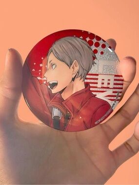 Anime Character Round Pin - Red & Silver